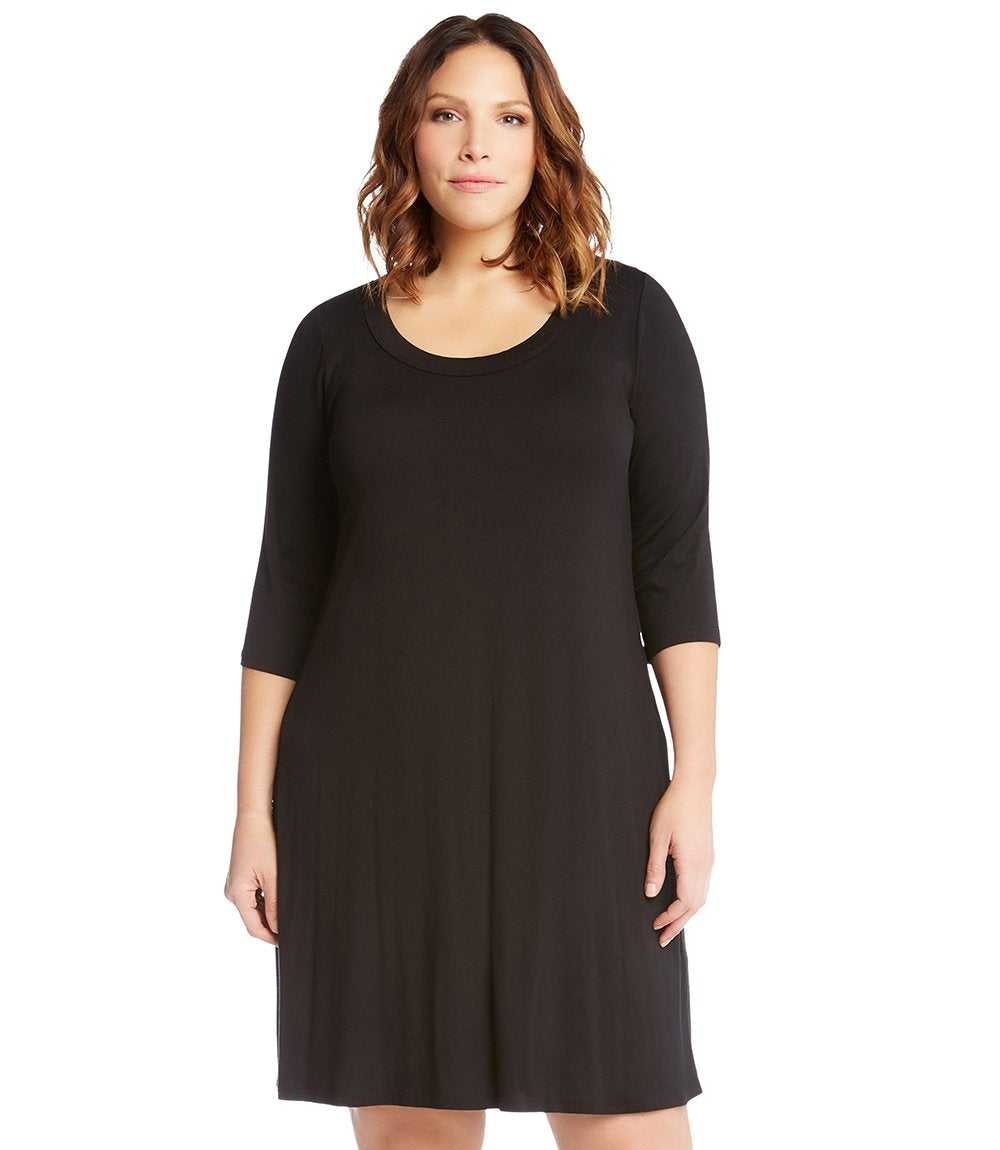 dress Plus Size Three Quarter Sleeve A-Line Dress