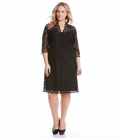 dress Plus Size V-Neck Scallop Lace Dress