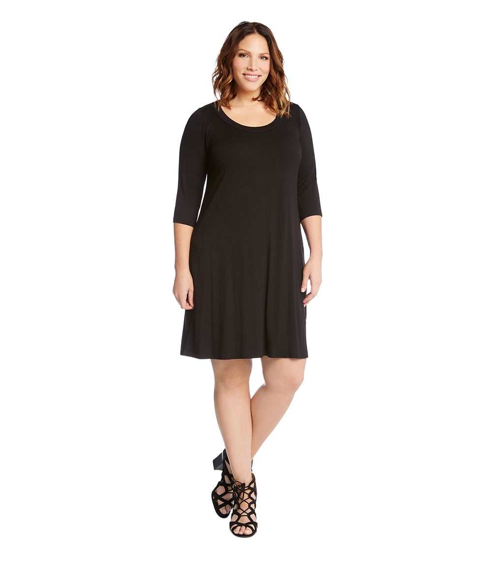 dress Plus Size Three Quarter Sleeve A-Line Dress