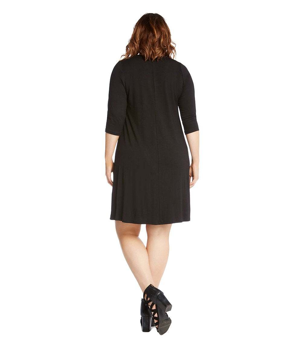 dress Plus Size Three Quarter Sleeve A-Line Dress