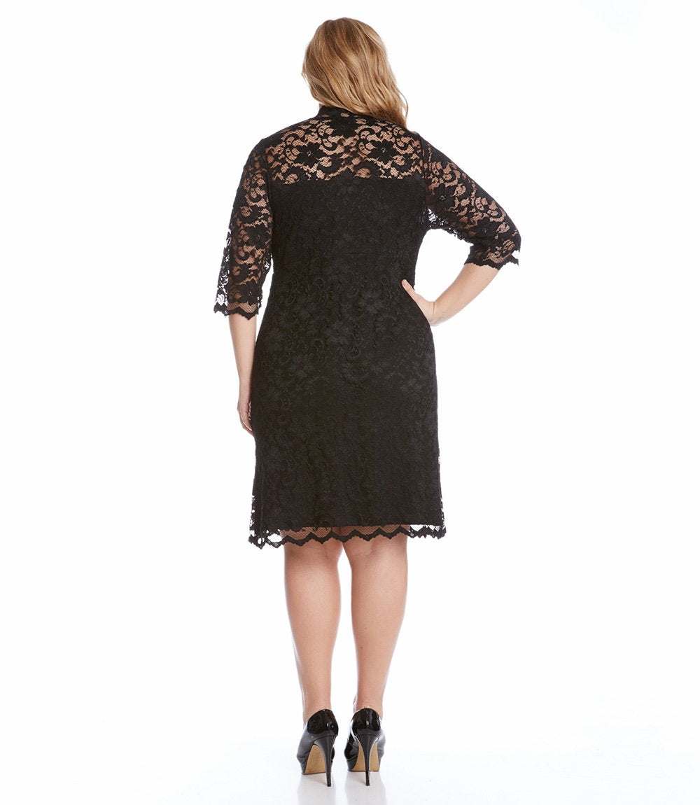 dress Plus Size V-Neck Scallop Lace Dress