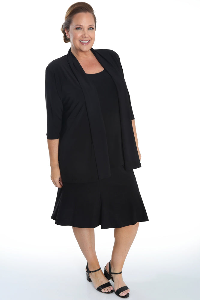 Jackets Vikki Vi Jersey Black 3/4 Sleeve Kimono Jacket