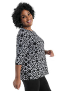Vikki Vi Jersey Stage Geo 3/4 Sleeve Top