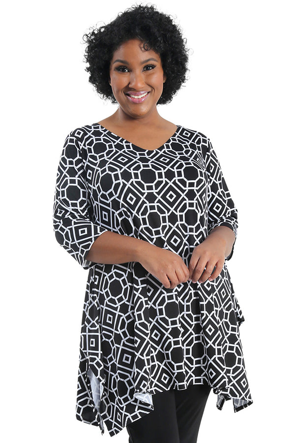 Vikki Vi Jersey Stage Geo Handkerchief Tunic