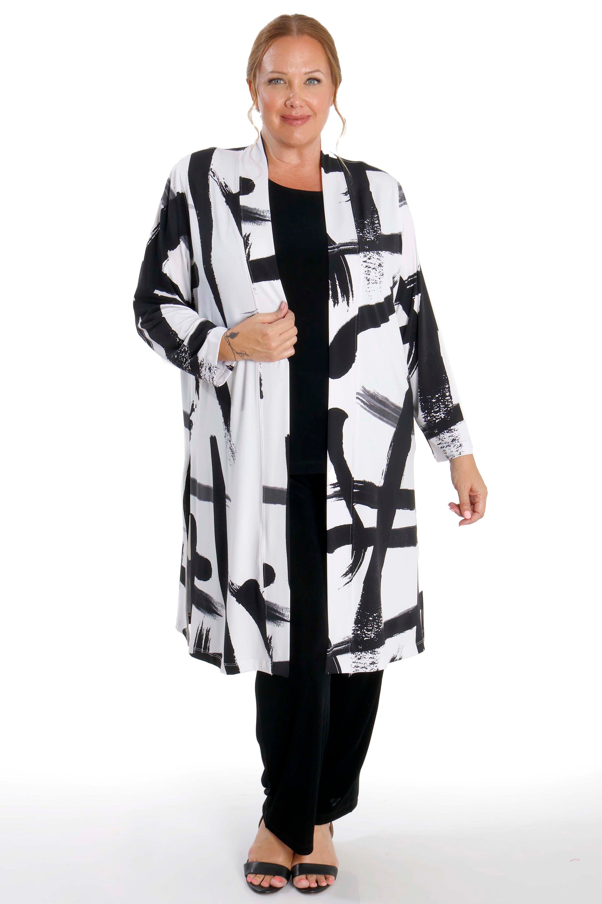 Jackets Vikki Vi Jersey Zen Long Sleeve Kimono Duster