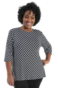 Vikki Vi Jersey Curved 3/4 Sleeve Top