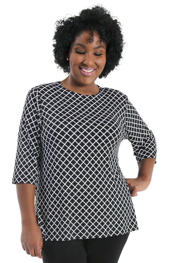 Vikki Vi Jersey Curved 3/4 Sleeve Top