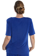 Vikki Vi Silky Classic Royal V-Neck Short Sleeve Tunic