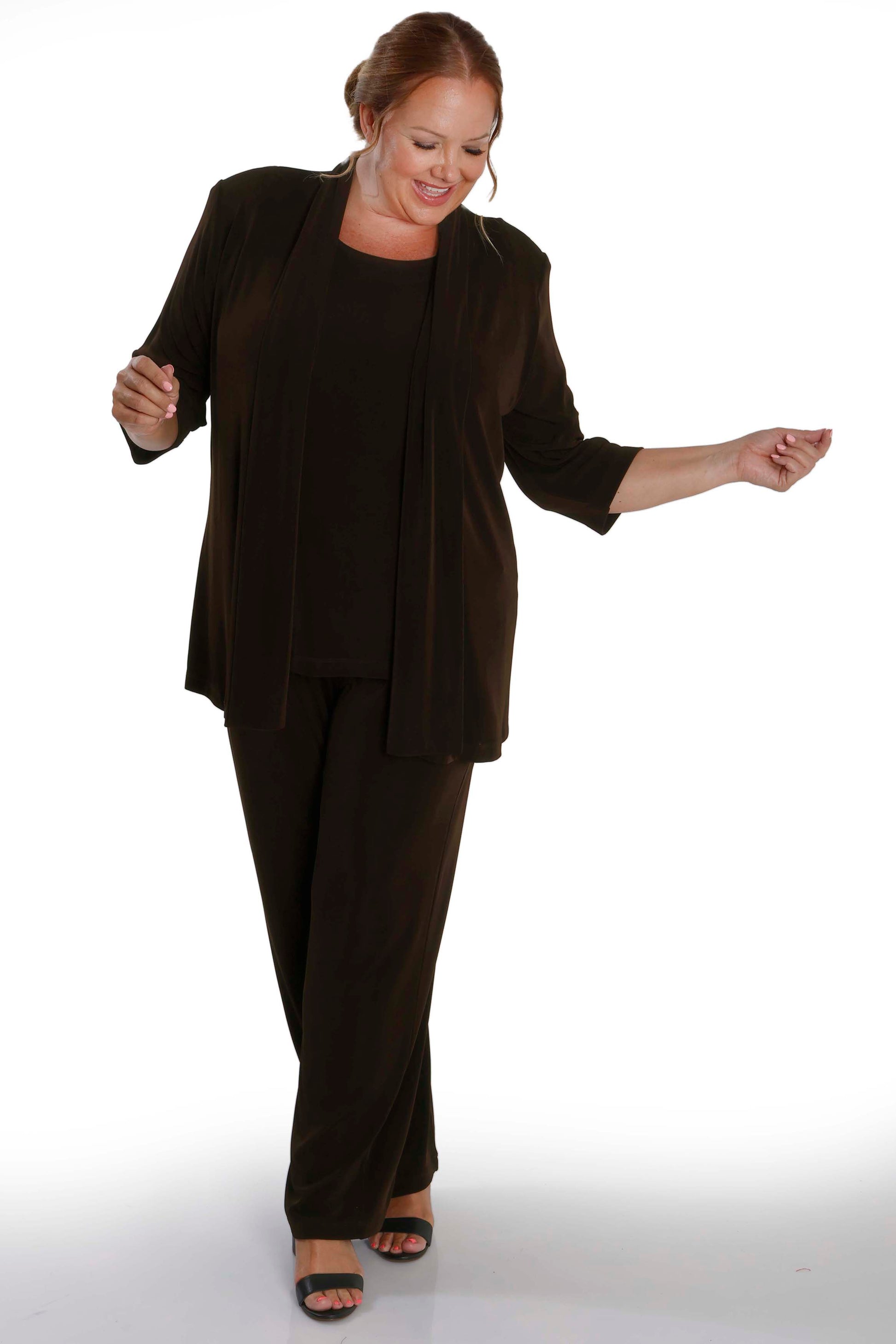 Jackets Vikki Vi Classic Chocolate 3/4 Sleeve Kimono Jacket