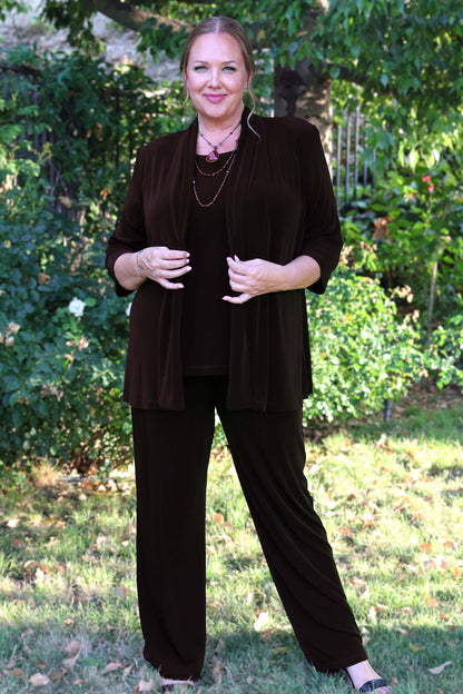 Jackets Vikki Vi Classic Chocolate 3/4 Sleeve Kimono Jacket