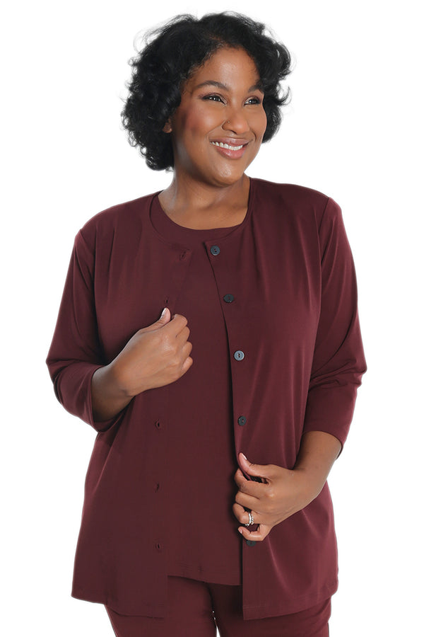 Vikki Vi Jersey Bordeaux Cardigan