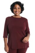 Vikki Vi Jersey Bordeaux 3/4 Sleeve Top