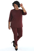 Vikki Vi Jersey Bordeaux 3/4 Sleeve Top