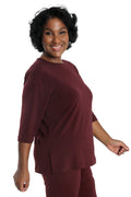 Vikki Vi Jersey Bordeaux 3/4 Sleeve Top