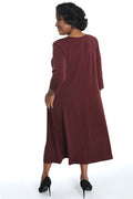 Vikki Vi Jersey Bordeaux 3/4 Sleeve A-Line Dress