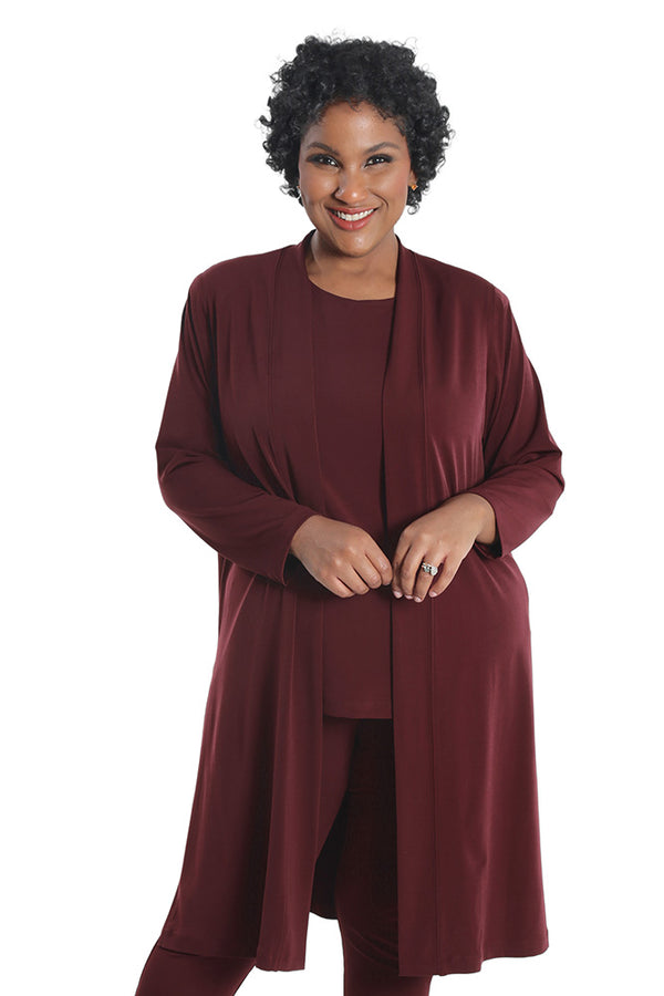 Vikki Vi Jersey Bordeaux Long Sleeve Kimono Duster