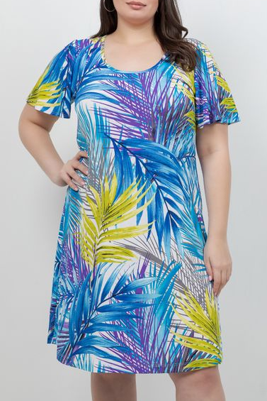 Dresses Vikki Vi Jersey Blue Tropical T-Shirt Dress
