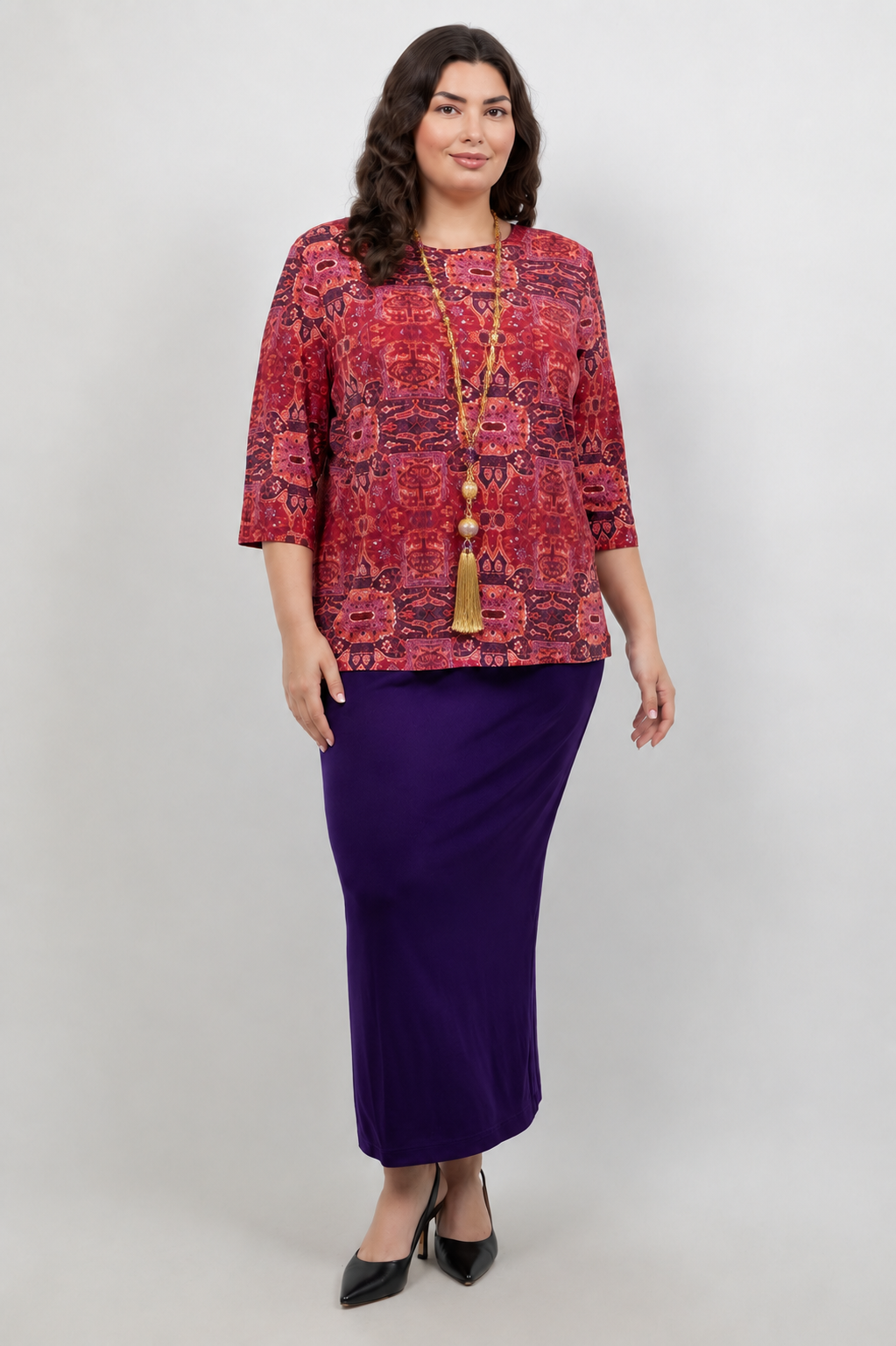 Vikki Vi Jersey Byzantine Spice 3/4 Sleeve Top