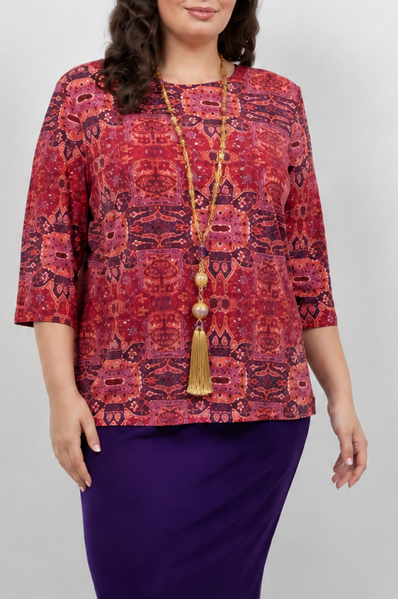 Tops Vikki Vi Jersey Byzantine Spice 3/4 Sleeve Top