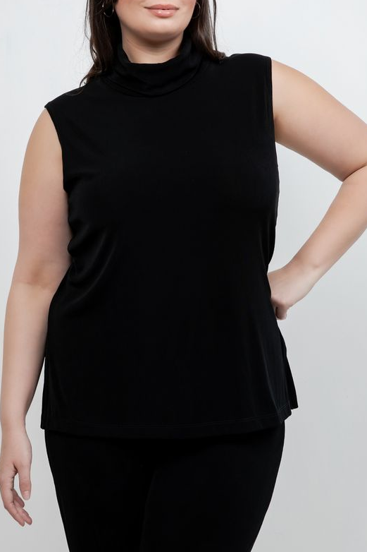 Tops Vikki Vi Classic Black Turtleneck Tank