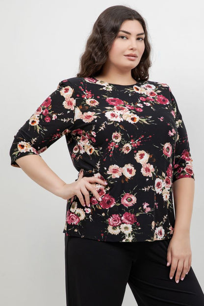 Vikki Vi Jersey Petite Rose 3/4 Sleeve Top