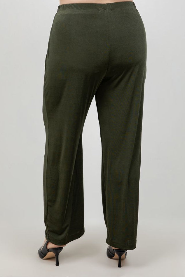 Pants Vikki Vi Silky Classic Olive Petite Pull-On Pant