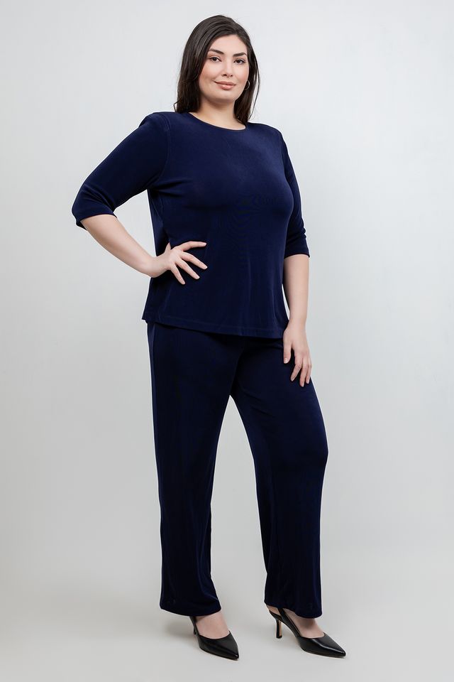 Tops Vikki Vi Classic Navy 3/4 Sleeve Top