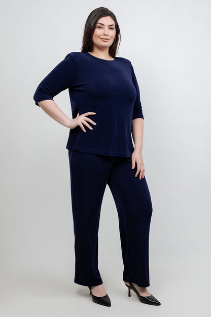 Tops Vikki Vi Classic Navy 3/4 Sleeve Top
