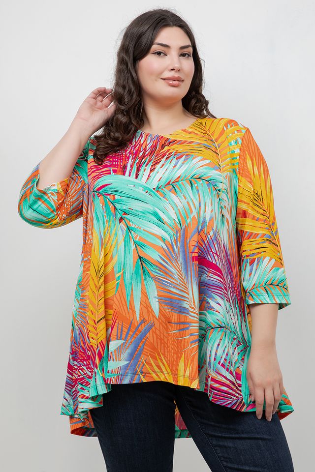 Tops Vikki Vi Jersey Warm Tropics Pocket Swing Tunic