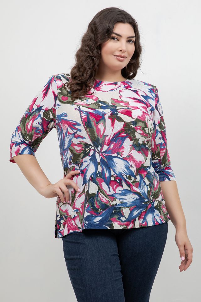 Vikki Vi Jersey Georgia Floral 3/4 Sleeve Top