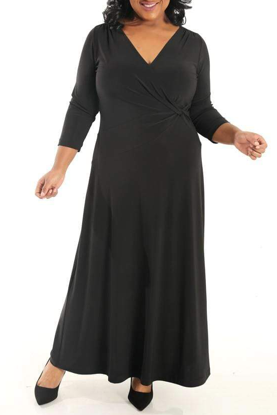 Dresses Vikki Vi Jersey Black Faux Wrap Maxi Dress