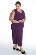 Vikki Vi Jersey Sparkle Eggplant Tank Dress
