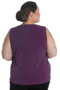 Vikki Vi Jersey Sparkle Eggplant Tank