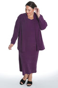 Vikki Vi Jersey Sparkle Eggplant Kimono Jacket