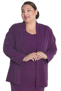Vikki Vi Jersey Sparkle Eggplant Kimono Jacket