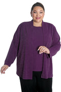 Vikki Vi Jersey Sparkle Eggplant Kimono Jacket