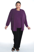 Vikki Vi Jersey Sparkle Eggplant Kimono Jacket