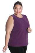 Vikki Vi Jersey Sparkle Eggplant Tank