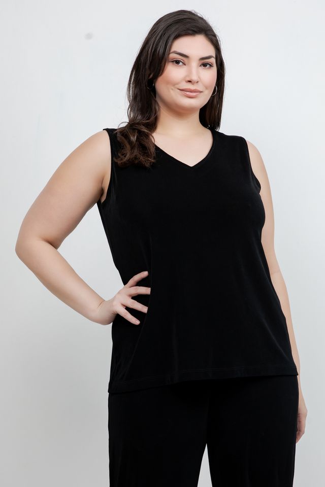 Tops Vikki Vi Classic Black V-Neck Tank