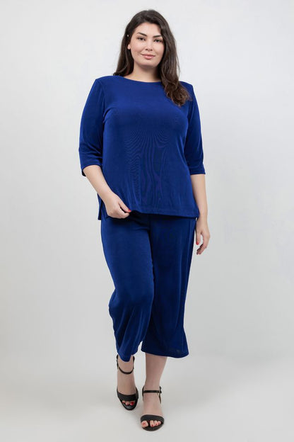 Tops Vikki Vi Classic Royal Blue 3/4 Sleeve Top
