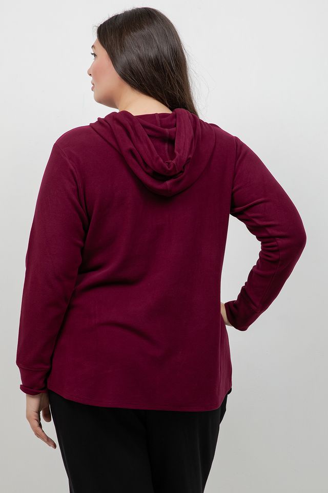 Karen Kane Wine Layer Front Hoodie