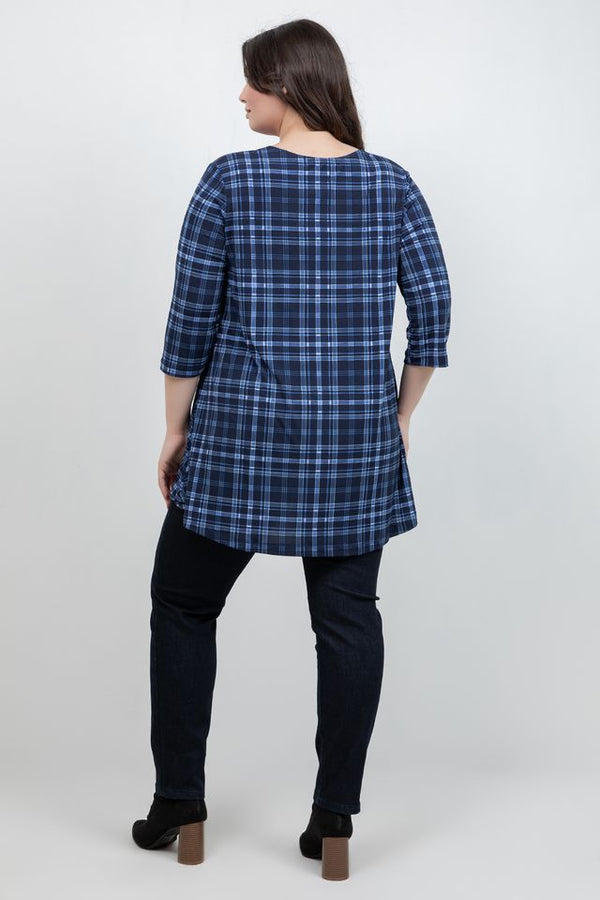 Vikki Vi Jersey Urban Plaid Pocket Swing Tunic