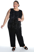 Vikki Vi Silver Floral Velvet Tank