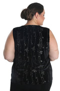 Vikki Vi Silver Floral Velvet Tank