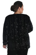 Vikki Vi Velvet Silver Floral Long Sleeve Tunic