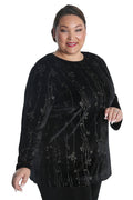Vikki Vi Velvet Silver Floral Long Sleeve Tunic