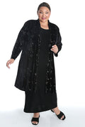 Vikki Vi Silver Floral Velvet Long Sleeve Kimono Duster