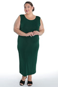 Vikki Vi Silky Classic Hunter Green Maxi Tank Dress