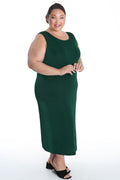Vikki Vi Silky Classic Hunter Green Maxi Tank Dress