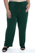 Vikki Vi Silky Classic Hunter Green Petite Pull-On Pant